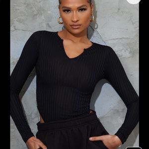 Black long sleeve bodysuit